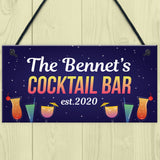 Personalised Cocktail Bar Plaques Home Bar Decor Signs Garden