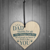 Dad Thank You Birthday Fathers Day Friendship Gift Wooden Heart