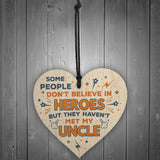 SUPERHERO UNCLE Birthday Christmas Gift Wooden Heart Plaque