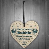Funny Christmas Bubble Gift Wooden Heart Christmas Bauble