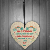 Thank You Lockdown Gift For Teacher Personalised Wooden Heart
