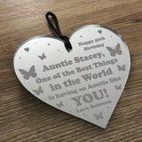 Auntie Gift For Birthday Personalised Engraved Heart Thank You