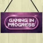 GAMING IN PROGRESS Pink Gaming Sign Neon Girls Bedroom Sign