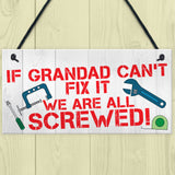 Grandad Fix It Screwed Man Cave Garage Shed Hanging Plaque