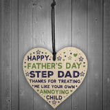 Step Dad Fathers Day Gifts Wooden Heart Funny Fathers Day Card