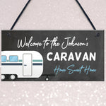 Personalised Caravan Sign For Family Hanging Door Sign