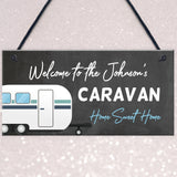 Personalised Caravan Sign For Family Hanging Door Sign