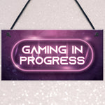 GAMING IN PROGRESS Pink Gaming Sign Neon Girls Bedroom Sign