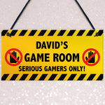 WARNING Sign For Games Room PERSONALISED Man Cave Room