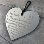 Poem For Teacher Assistant Engraved Acrylic Heart Personalised