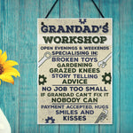 Grandad's Workshop Hanging Wall Plaque Man Cave Den Shed Sign