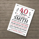 40th Wedding Anniversary Gift Personalised Special Gift