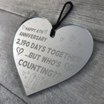 Funny 6th Anniversary Gift For Boyfriend Girlfriend Wood Heart