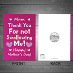 Funny Joke Mothers Day Card From Daughter Son Humorous Card