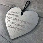 Funny 4th Anniversary Gift For Boyfriend Girlfriend Wood Heart