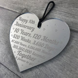 10th Anniversary Gift For Him Her 10th Wedding Anniversary Heart