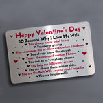 Valentines Day Gift Metal Card For Wallet Gift For Wife Keepsake