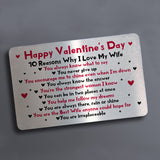 Valentines Day Gift Metal Card For Wallet Gift For Wife Keepsake