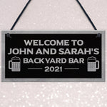 Backyard Bar Sign Personalised Hanging Door Sign For Man Cave