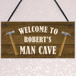 Man Cave Sign Wood Effect Bar Shed Garden Plaque Personalised