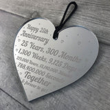 25th Anniversary Gift For Him Her 25th Wedding Anniversary Heart