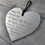 8th Anniversary Gift For Him Her 8th Wedding Anniversary Heart