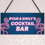 Cocktail Bar Personalised Plaque Neon Effect Sign For Home Bar