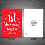 Novelty First Anniversary Card For Boyfriend Girlfriend Funny