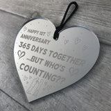 Funny 1st Anniversary Gift For Boyfriend Girlfriend Wood Heart