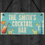 Personalised Cocktail Home Bar Sign Novelty Alcohol Gifts Garden