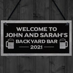 Backyard Bar Sign Personalised Hanging Door Sign For Man Cave