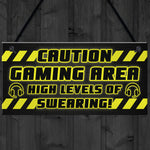 CAUTION Gaming Area Plaque Gaming Sign Gamer Gift Christmas