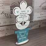 Novelty Birthday Gift For Auntie Wood Flower PERSONALISED