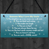 Reasons Why I Love My Uncle Plaque Novelty Present Uncle Gifts