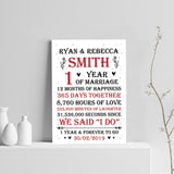 Couple 1st Wedding Anniversary Gift Personalised Print