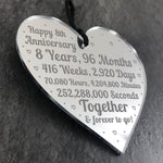 8th Anniversary Gift For Him Her 8th Wedding Anniversary Heart