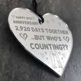 Funny 8th Anniversary Gift For Boyfriend Girlfriend Wood Heart