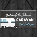 Personalised Caravan Sign For Family Hanging Door Sign