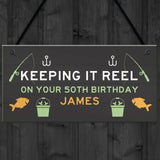 Personalised Funny Fishing Sign Birthday Gift For Men 40th 50th