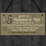 5th Wood Anniversary Card Plaque Five Year Anniversary Gift