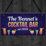 Personalised Cocktail Bar Plaques Home Bar Decor Signs Garden