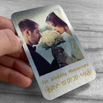 1st Wedding Anniversary Personalised Metal Photo Card Keepsake