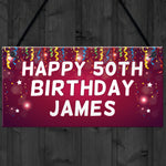 Happy Birthday Banner PERSONALISED Plaque Party Decoration