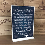 THANK YOU Dad Birthday Christmas Gift Standing Sign Father Son