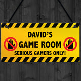 WARNING Sign For Games Room PERSONALISED Man Cave Room