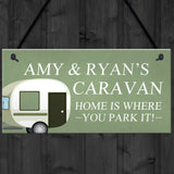 Shabby Chic Caravan Sign Hanging Door Plaque Personalised