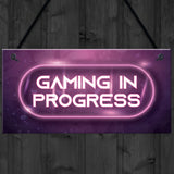 GAMING IN PROGRESS Pink Gaming Sign Neon Girls Bedroom Sign