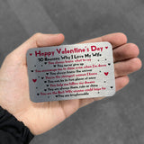 Valentines Day Gift Metal Card For Wallet Gift For Wife Keepsake