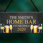 Home Bar Sign Personalised Bar Pub Man Cave Plaque Alcohol Gift