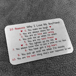 Novelty Valentines Day Gift For Boyfriend Metal Wallet Insert